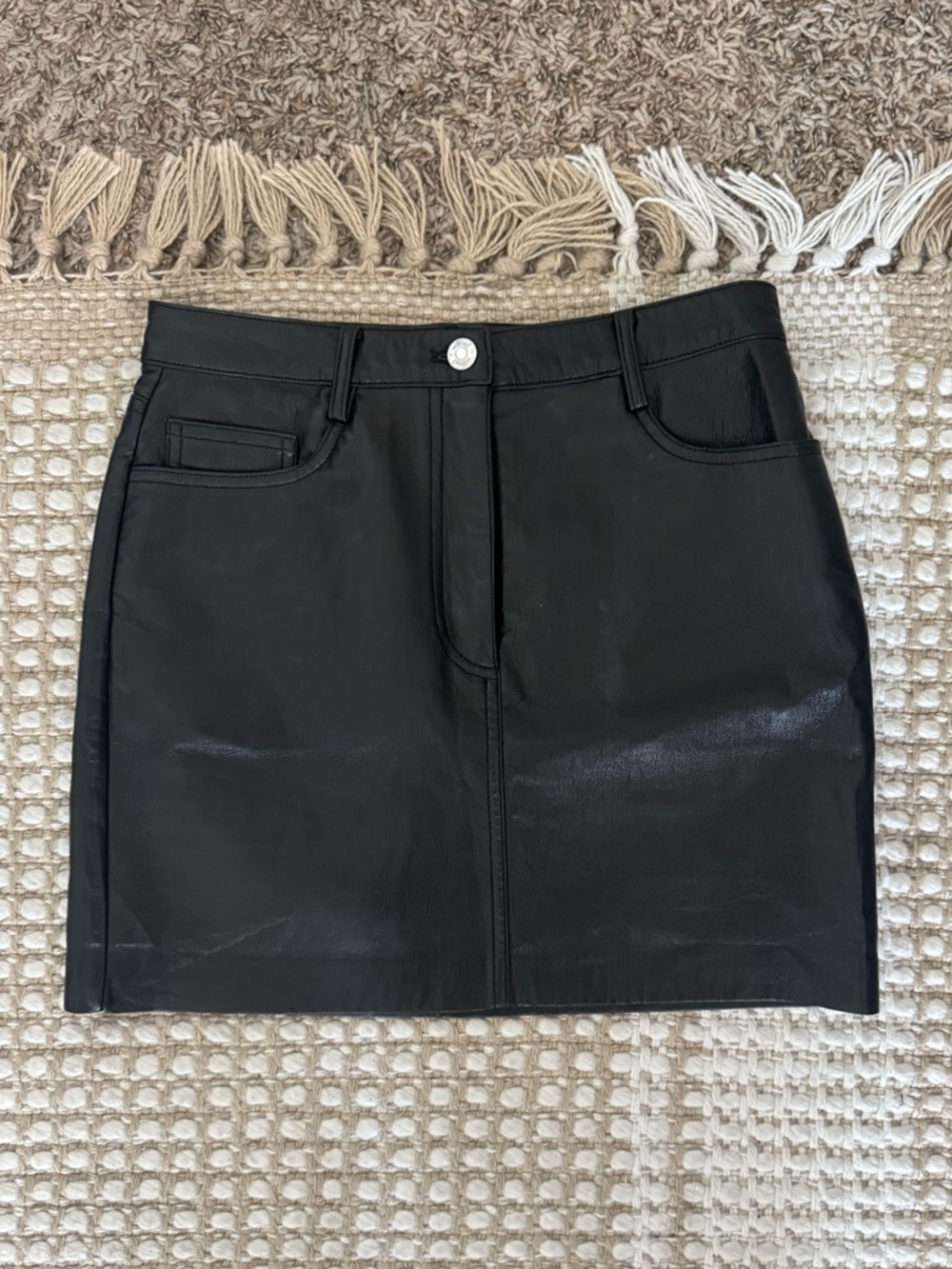 Aritzia Black Faux Leather Mini Skirt
